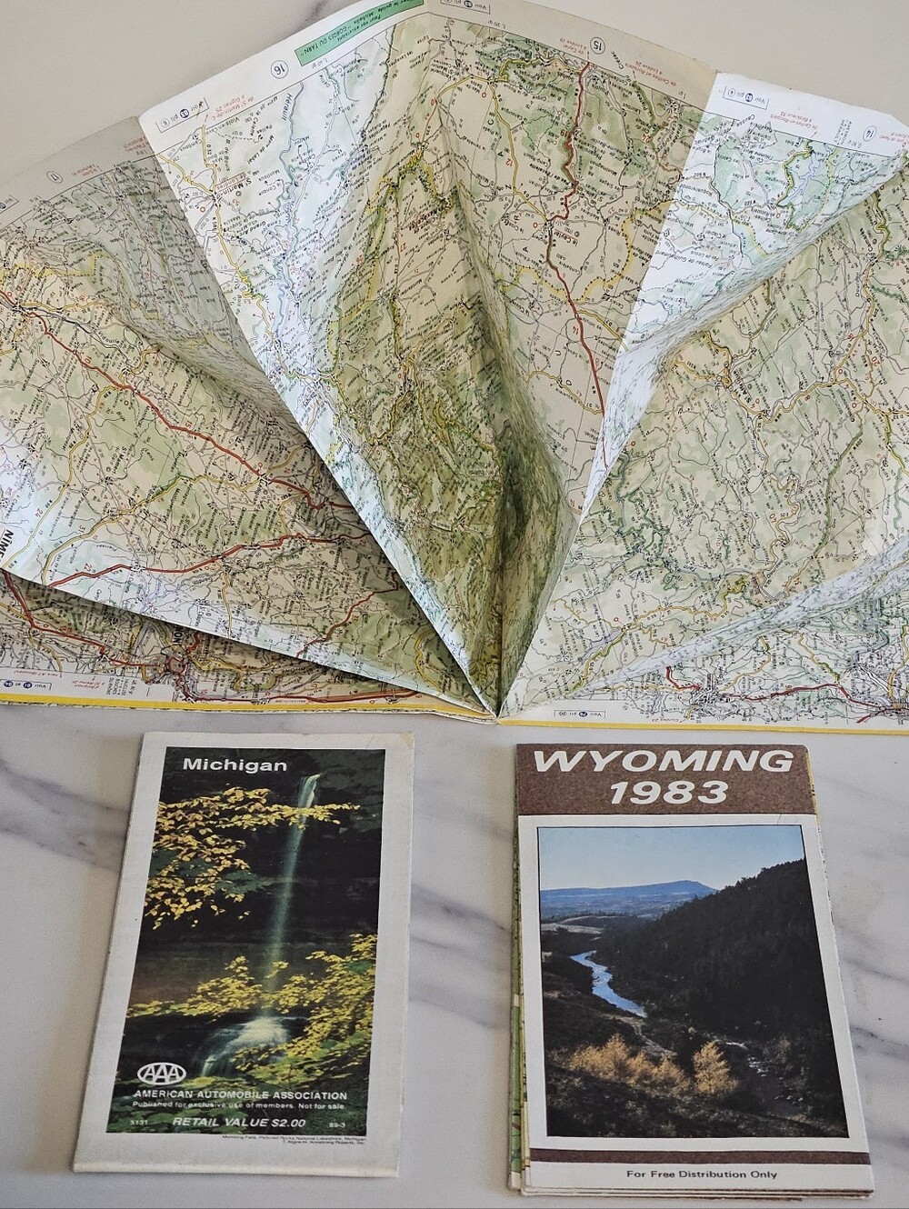 Vintage AAA Map Bundle - Wyoming & Michigan Maps